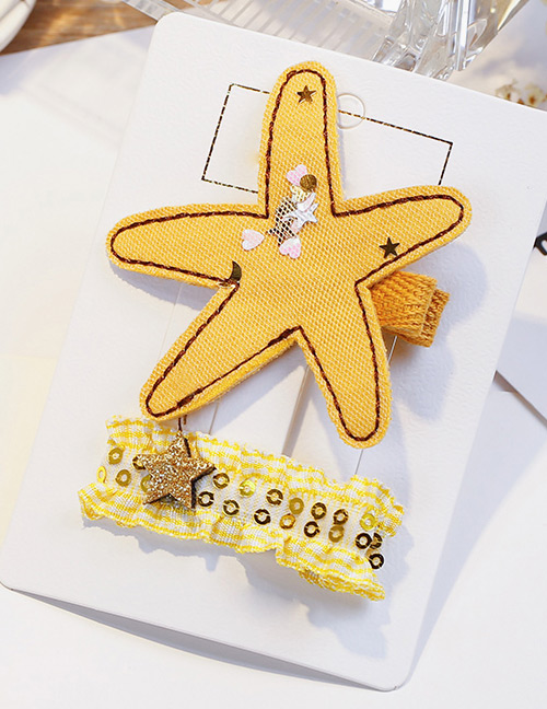 Fashion Yellow Star Shape Decorated Hair Clip (2 Pcs)