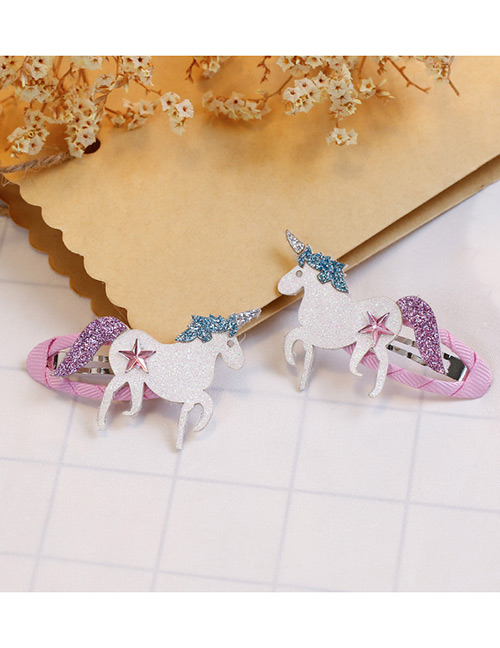 Fashion White+purple Unicorn Shape Decorated Hair Clip (2 Pcs)