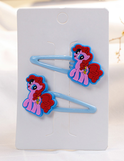 Fashion Blue+pink Horse Shape Decorated Hair Clip (2 Pcs)