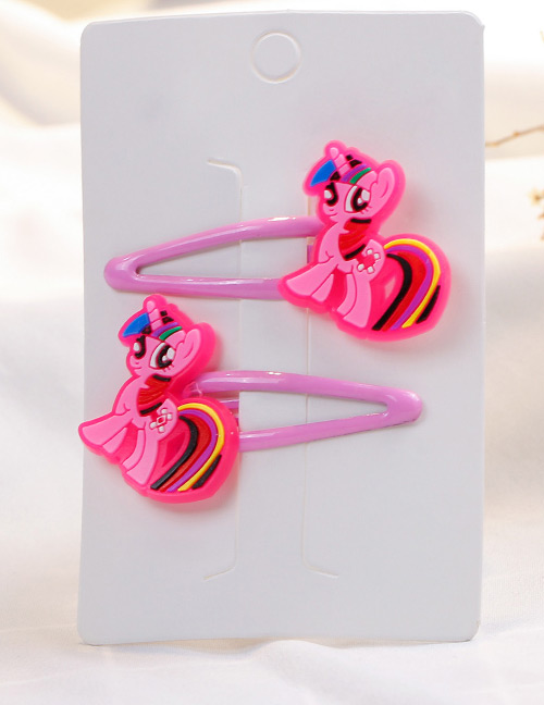 Fashion Pink Horse Shape Decorated Hair Clip (2 Pcs)
