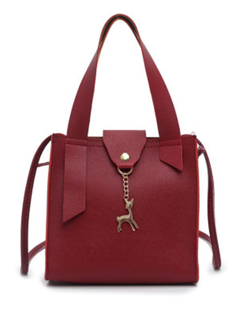 Fashion Red Deer Shape Decorated Handbag