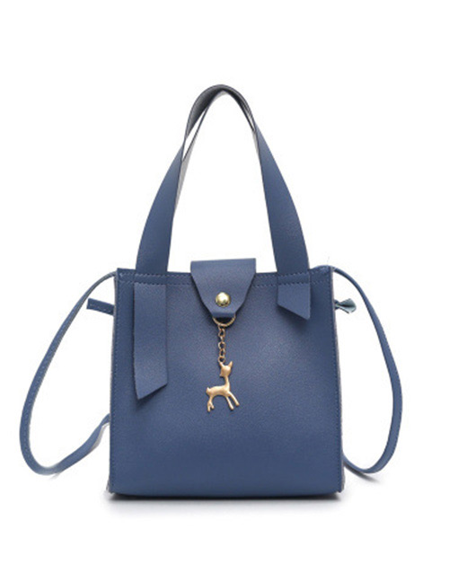 Fashion Blue Deer Shape Decorated Handbag