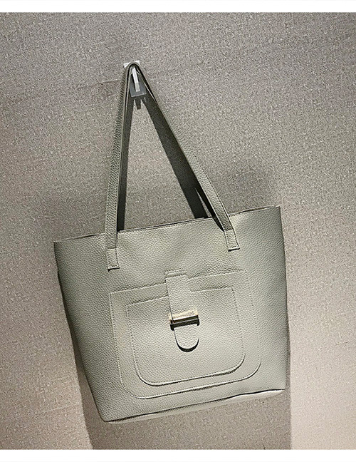 Fashion Light Gray Buckle Shape Decorated Shoulder Bag (4 Pcs )