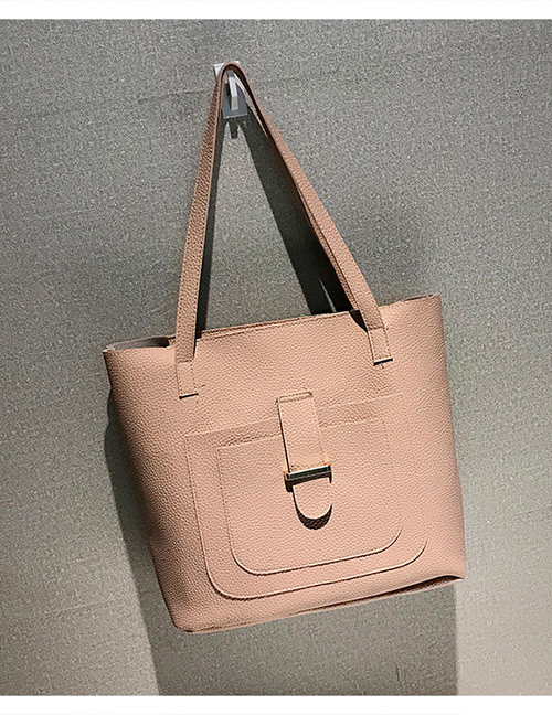 Fashion Light Pink Buckle Shape Decorated Shoulder Bag (4 Pcs )