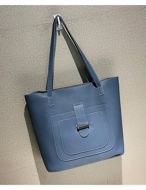 Fashion Blue Buckle Shape Decorated Shoulder Bag (4 Pcs )
