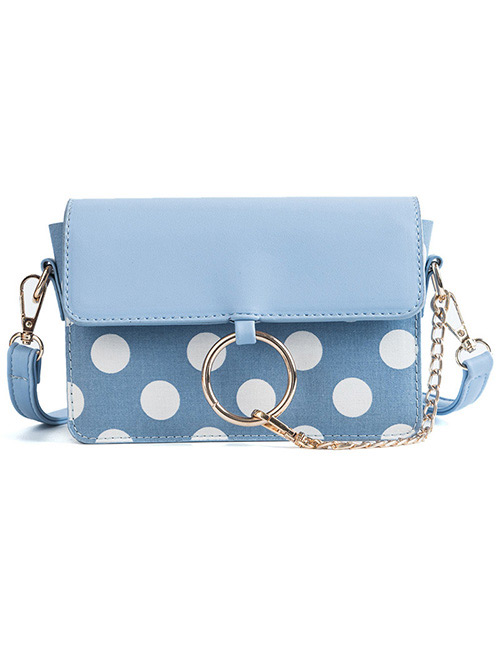 Fashion Blue Spot Pattern Decorated Shoulder Bag