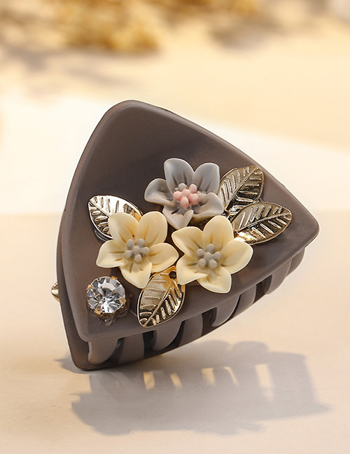 Fashion Coffee Flower Shape Decorated Hair Clip