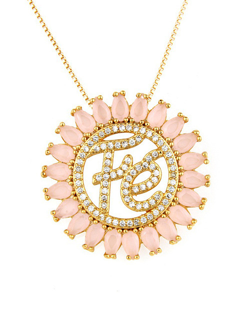 Fashion Pink Letter Shape Decorated Hollow Out Necklace