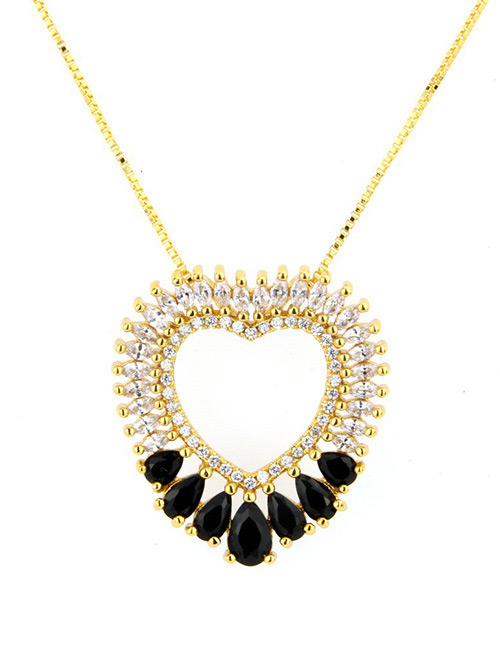 Fashion Gold Color+black Heart Shape Decorated Necklace