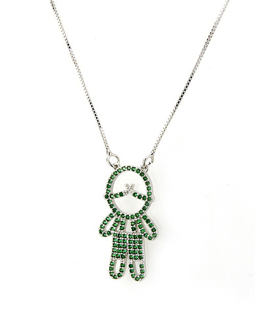 Fashion Green Boy Shape Decorated Necklace