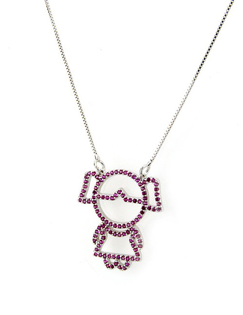 Fashion Purple Gril Pattern Decorated Necklace