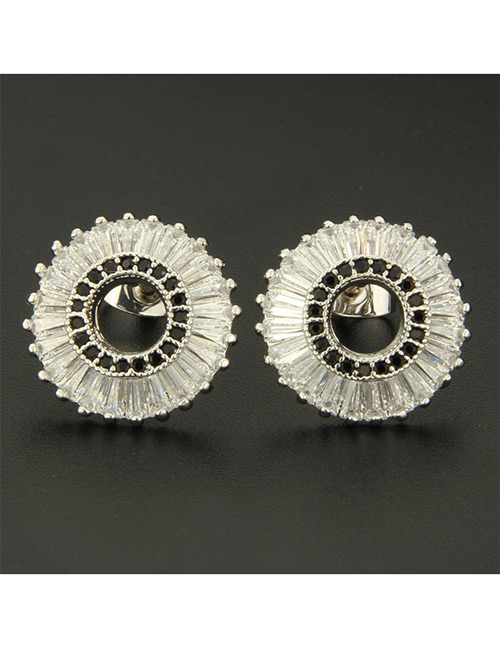Fashion Silver Color+black Round Shape Decorated Earrings