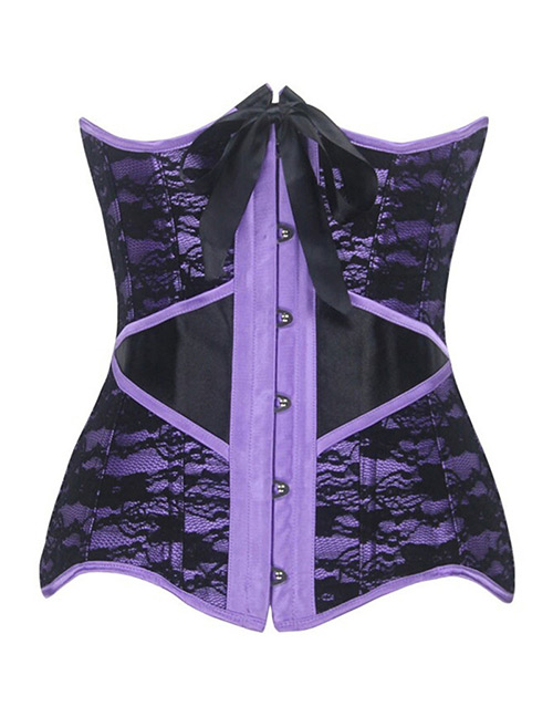 Fashion Purple Button Decorated Corset