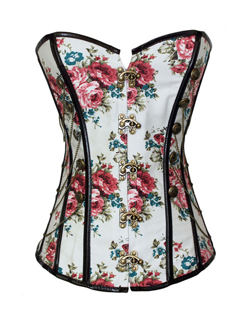 Fashion Multi-color Flower Pattern Decorated Corset