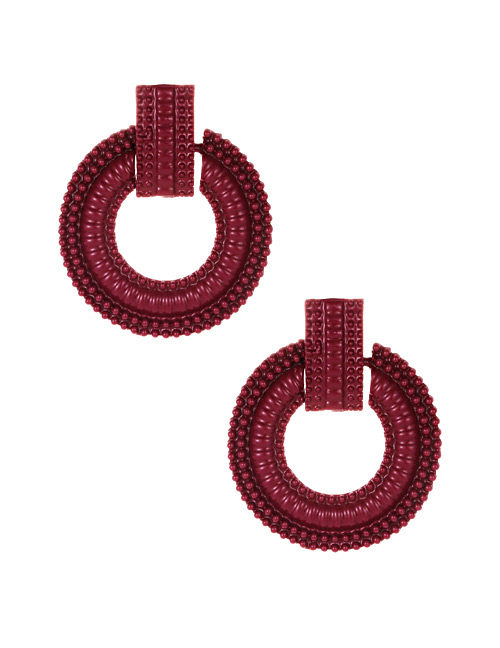 Fashion Dark Purple Circular Ring Design Pure Color Earrings