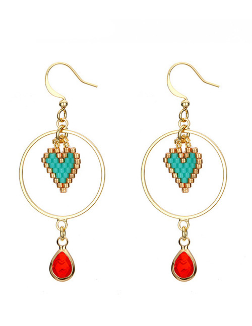 Vintage Multi-color Heart Shape Pendant Decorated Earrings