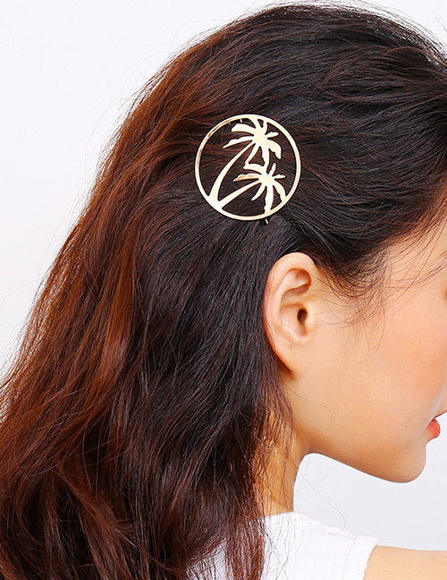 Fashion Gold Color Coconut Tree Decorated Pure Color Hairpin