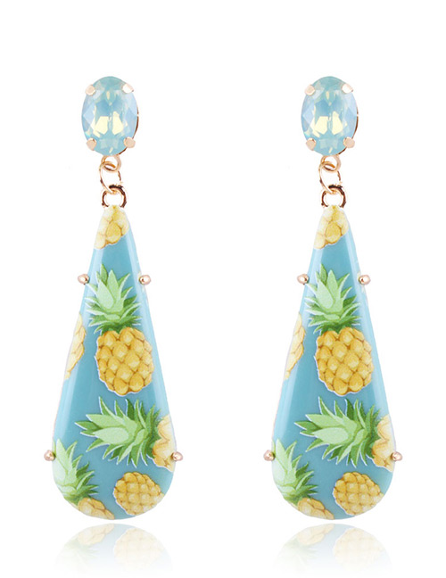 Fashion Blue Pineapple Pattern Decorated Earrings