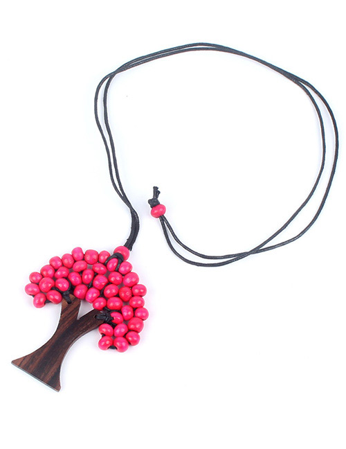 Fashion Plum Red Tree Shape Decorated Necklace
