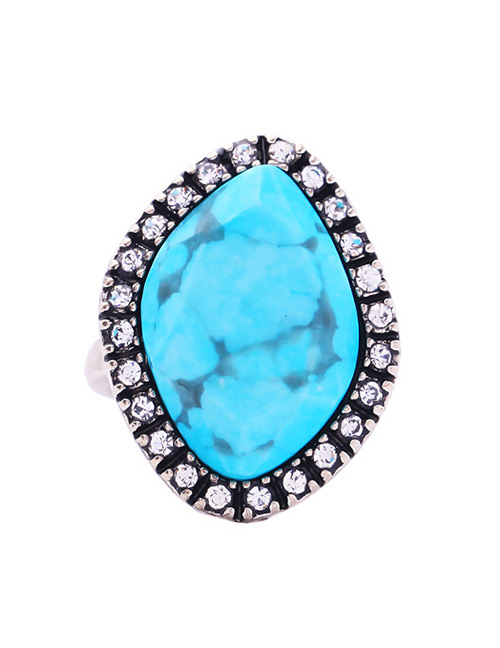 Fashion Blue Geometric Shape Decorated Ring