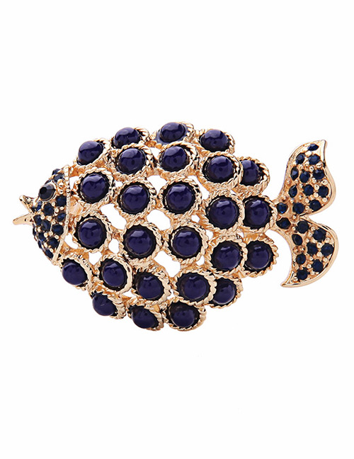 Fashion Blue Fish Shape Decorated Brooch