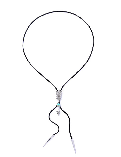 Fashion Silver Color+blue Arrow Shape Decorated Necklace