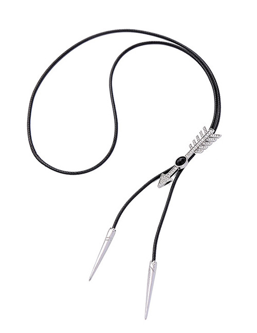 Fashion Silver Color+black Arrow Shape Decorated Necklace