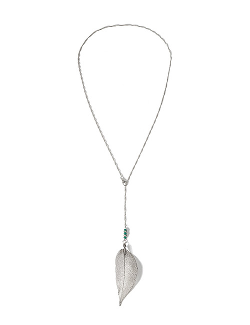 Fashion Silver Color Leaf Shape Design Necklace