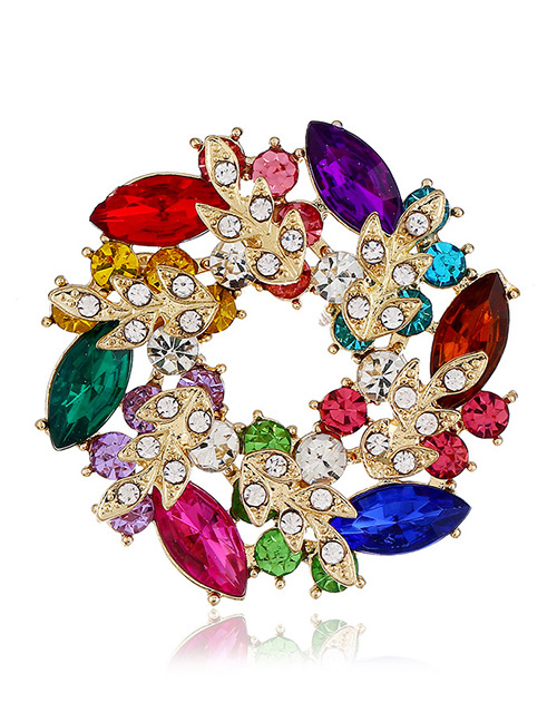 Fashion Multi-color Full Diamond Decorated Brooch