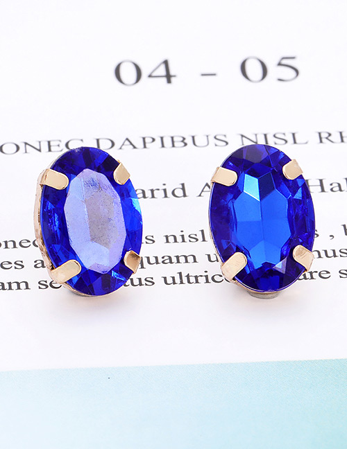 Fashion Sapphire Blue Oval Shape Decorated Earrings