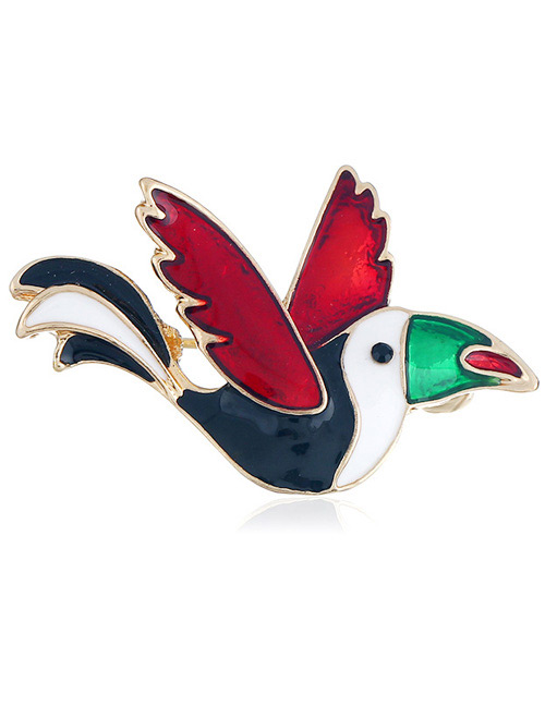 Fashion Red Bird Shape Decorated Brooch