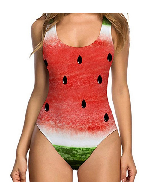 Fashion Red Watermelon Pattern Decorated Swimwear