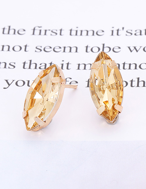 Fashion Champagne Oval Shape Decorated Earrings