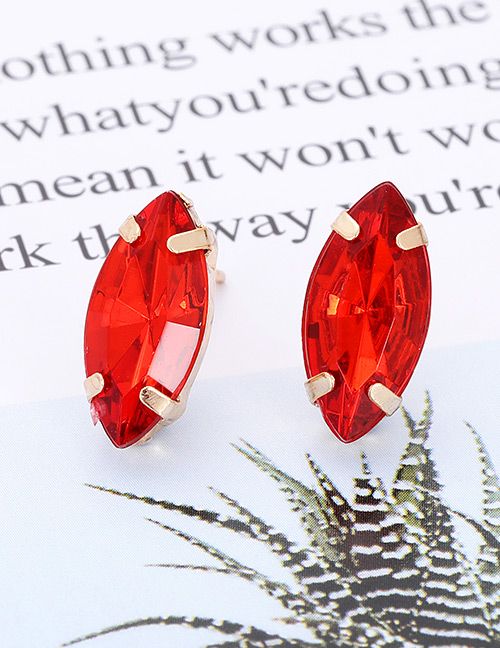 Fashion Red Oval Shape Decorated Earrings