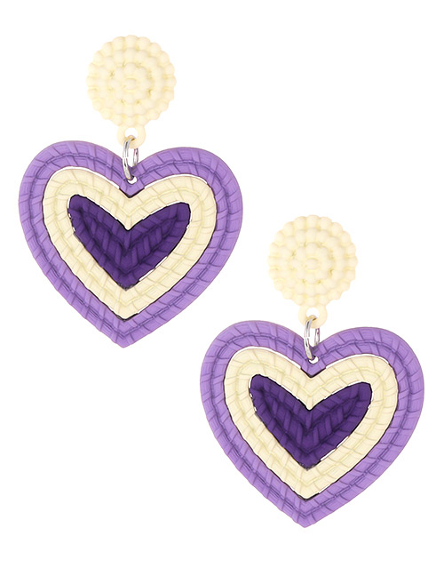 Fashion Purple Heart Shape Decorated Earrings