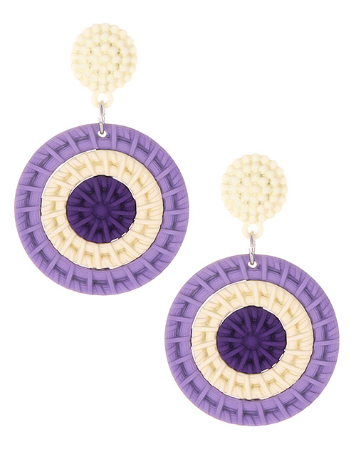Fashion Purple Color Matching Decorated Earrings