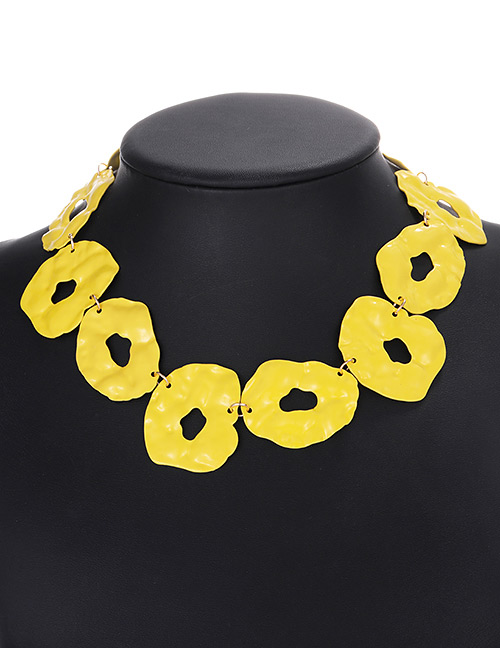 Fashion Yellow Pure Color Decorated Hollow Out Necklace