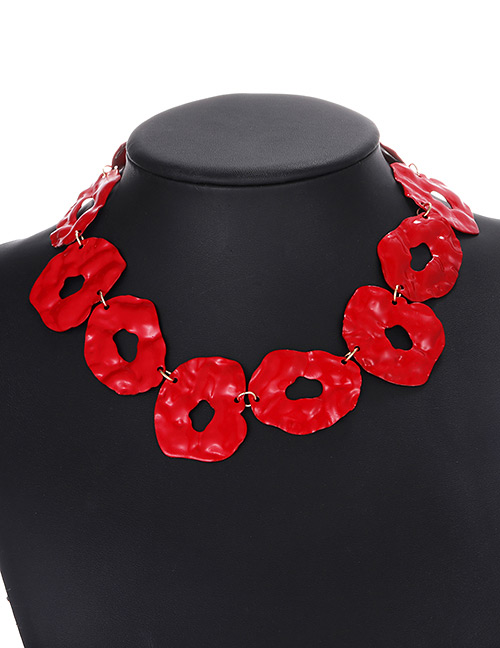 Fashion Red Pure Color Decorated Hollow Out Necklace