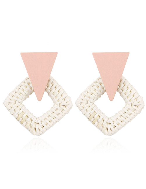 Fashion Pink Triangle Shape Decorated Earrings