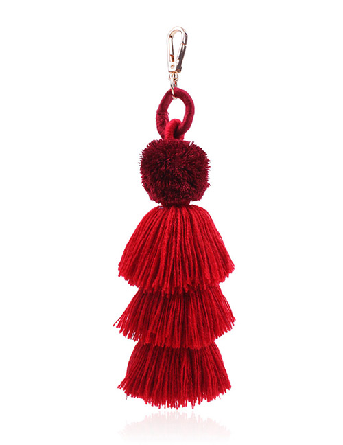 Fashion Red Tassel Decorated Key Chain