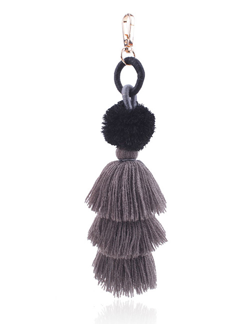 Fashion Black+gray Tassel Decorated Key Chain