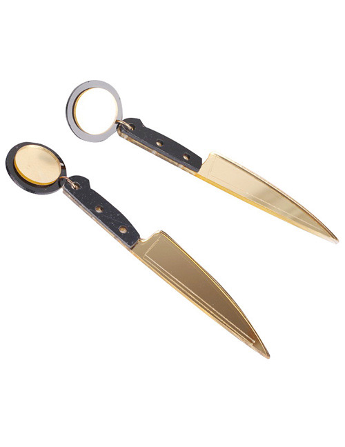 Fashion Gold Color Knife Shape Design Long Earrings