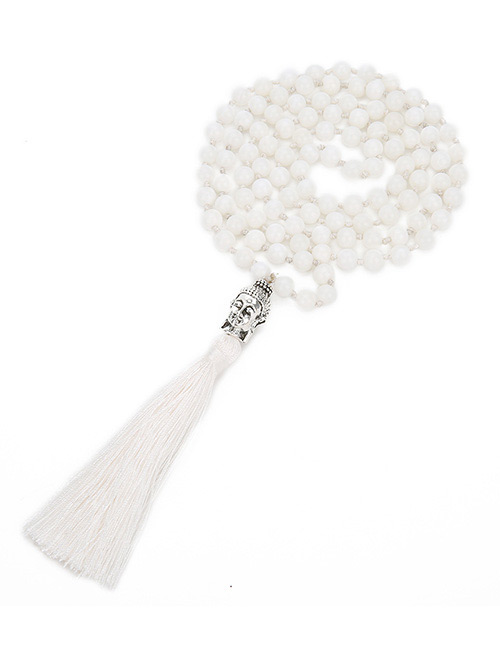 Fashion White Buddha&tassel Decorated Pure Color Necklace