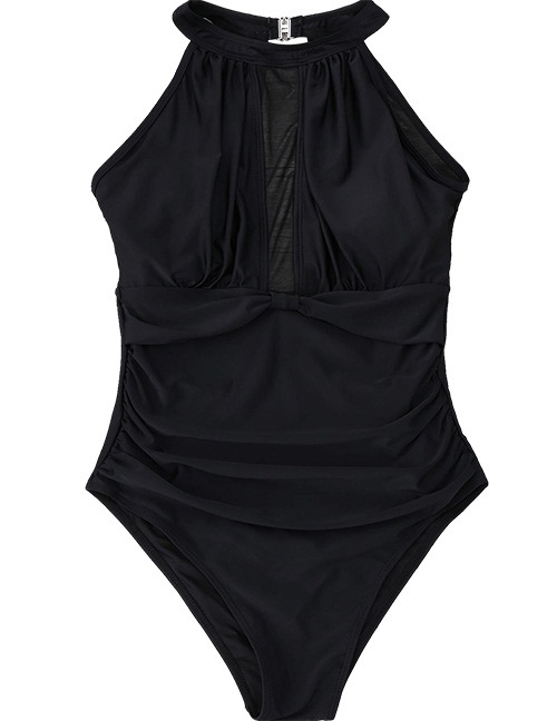 Sexy Black Pure Color Design Off-the-shoulder Bikini