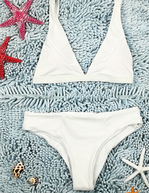 Sexy White Pure Color Design Split Bikini