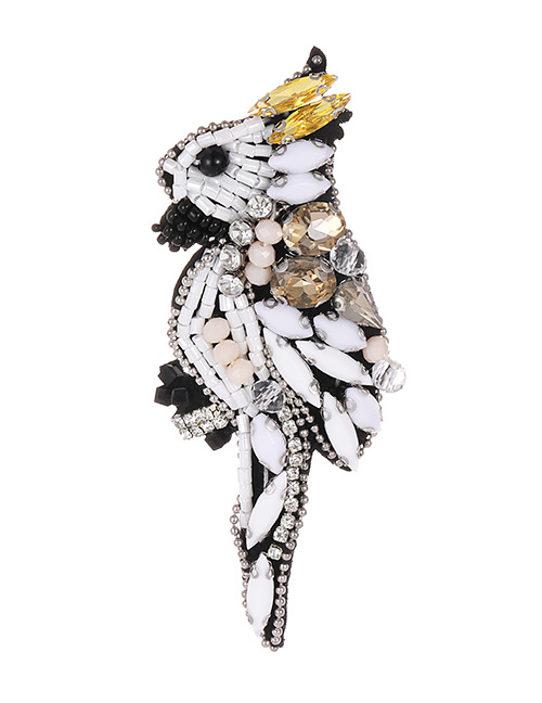 Fashion White Full Diamond Design Bird Shape Brooch