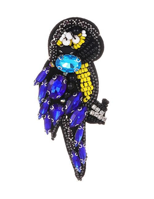 Fashion Blue Beads&diamond Decorated Bird Shape Brooch