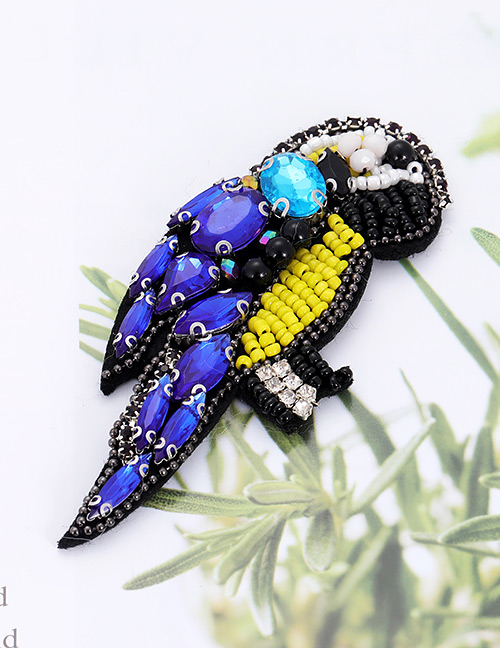 Fashion Blue Beads&diamond Decorated Bird Shape Patch