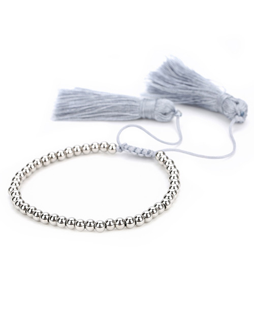 Sweet Silver Color Tassel Decorated Hand-woven Bracelet