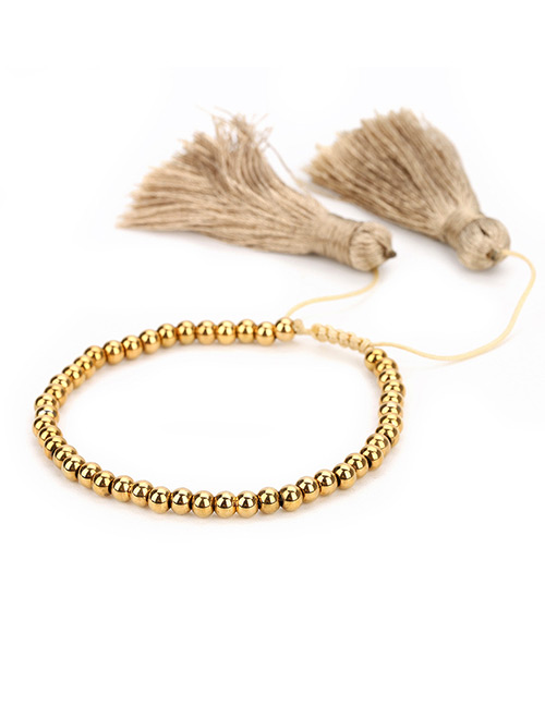 Sweet Gold Color Tassel Decorated Hand-woven Bracelet